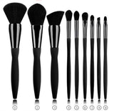 High-End 9pcs Unbranded Makeup Brush Set Private Label Black Barrel Premium Quality Brushes