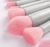 10-Piece New Design Rainbow Transparent Glitter Makeup Brush Set for Face Application with Concealer and Shaving Brush