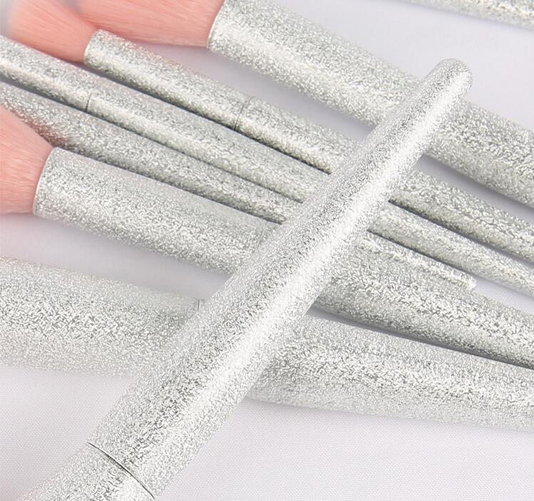 10-Piece New Design Rainbow Transparent Glitter Makeup Brush Set for Face Application with Concealer and Shaving Brush