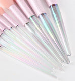 10-Piece New Design Rainbow Transparent Glitter Makeup Brush Set for Face Application with Concealer and Shaving Brush