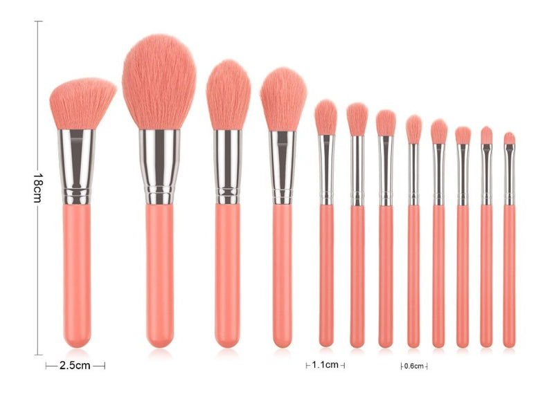Guangdong 12-Piece Pink Travel Makeup Brush Set with Custom Logo