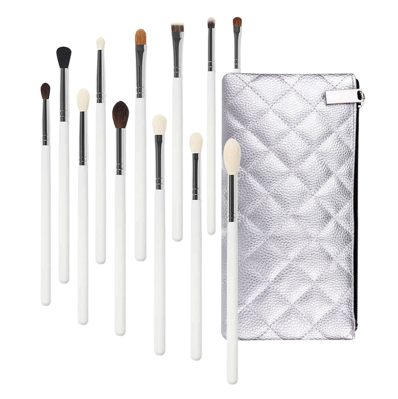 White Wood Handle High End Makeup Brushes Full Set Face Brushes Bling Makeup Brushes with Makeup Bag