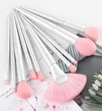 10-Piece New Design Rainbow Transparent Glitter Makeup Brush Set for Face Application with Concealer and Shaving Brush