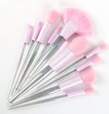 10-Piece New Design Rainbow Transparent Glitter Makeup Brush Set for Face Application with Concealer and Shaving Brush