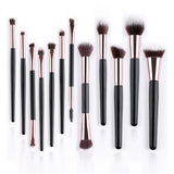 New Research and Development 12pcs Black Wood Handle Private Label Professional Makeup Brush Set