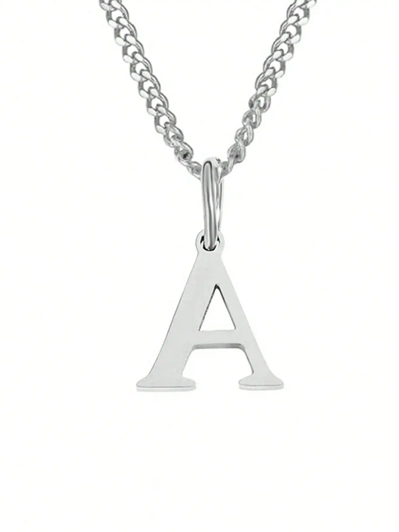 1Pcs Stainless Steel Initial Necklace DIY Letter Pendant Necklace Name Customized Gift A-Z for Women