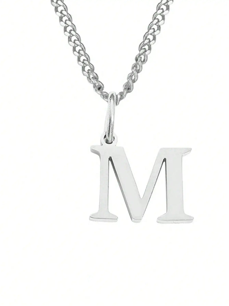 1Pcs Stainless Steel Initial Necklace DIY Letter Pendant Necklace Name Customized Gift A-Z for Women