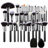 40-piece hot-selling makeup brush set, black and silver, animal hair, foundation brush, eyeshadow brush, full set of brushes, foundation liquid