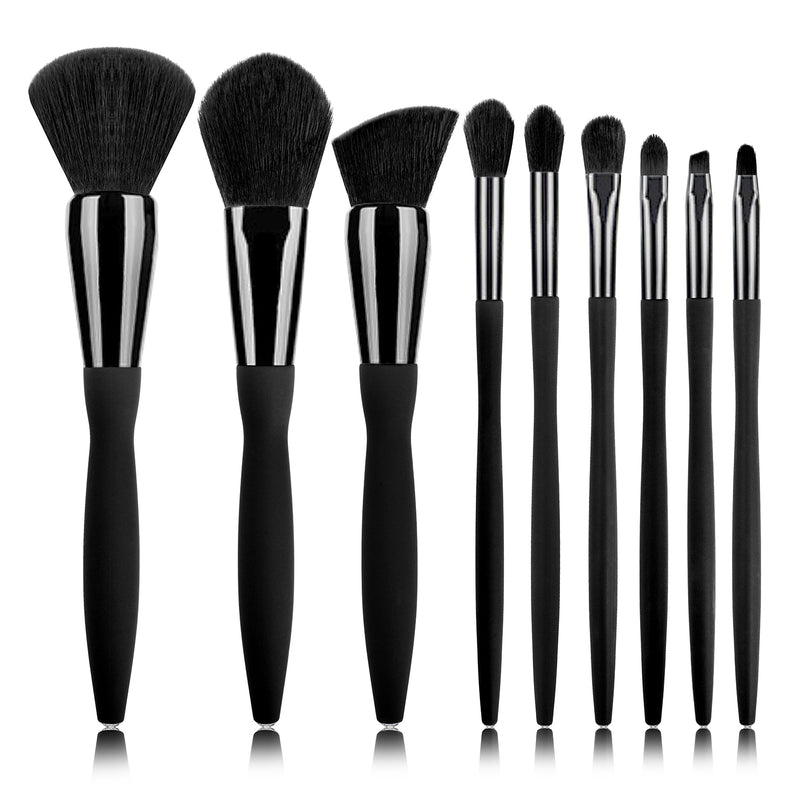 High-End 9pcs Unbranded Makeup Brush Set Private Label Black Barrel Premium Quality Brushes
