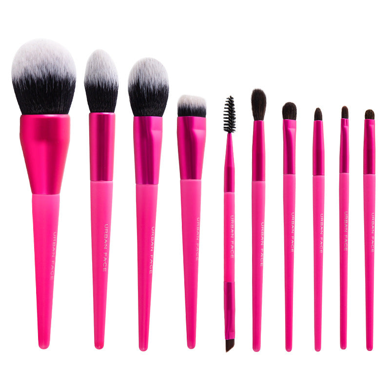 Wholesale Custom Logo Private Label Rose Red 10pieces Professional Tool Soft Manufacturers Makeup Brush Foundation Brushes