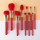 Private Label Red Handle Makeup Brush Set for Christmas Customizable Makeup Tool Kit