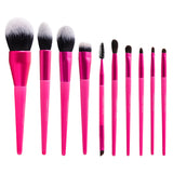 Wholesale Custom Logo Private Label Rose Red 10pieces Professional Tool Soft Manufacturers Makeup Brush Foundation Brushes