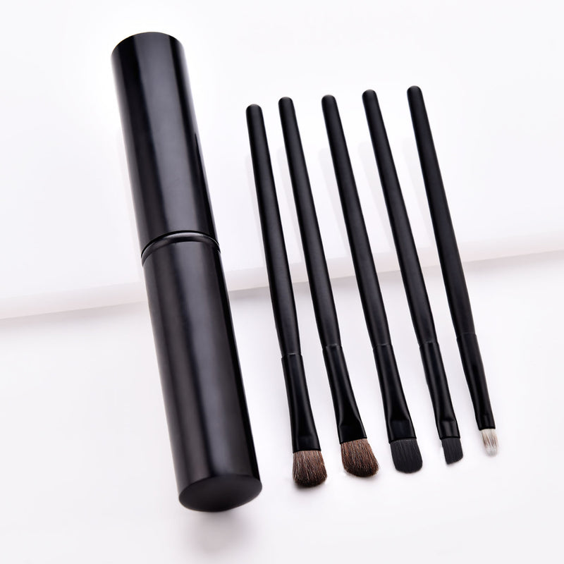 Hot Selling 5pcs High-End Wood Makeup Brush Set Nice Fan Style for Eye & Concealer Customizable Private Label