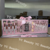 32-piece luxury diamond-encrusted makeup brush set, hairband, hairpin, eyelash comb, beauty egg, and storage bucket, best-selling.