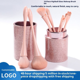 Pink Makeup Brush Set 10 Beauty Tools for Face Synthetic Hair Full Set of Small Waist for Amazon Net Red Explosion