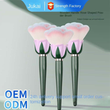 Oversized Single Wooden Handle Rose-Shaped Synthetic Hair Makeup Brush Set with Nail Powder Dust Blush Brush Angular Blush Style
