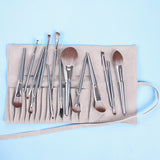 14-Piece High Quality Silver Makeup Brush Set Eye Shadow Foundation Blush & Highlighter with Powder Premium Brushes