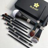 New Arrival Queen High-End Series 14-Piece Makeup Brush Set Bright Matte Black Bag Included