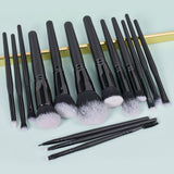 All Black 15 Pieces Professional Makeup Brushes Private Label Wholesale Makeup Brush Set Pincel Maquiagem