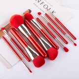 Private Label Red Handle Makeup Brush Set for Christmas Customizable Makeup Tool Kit