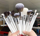 White Wood Handle High End Makeup Brushes Full Set Face Brushes Bling Makeup Brushes with Makeup Bag