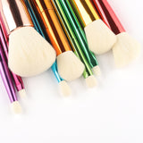 High Quality 9pcs White Nylon Hair Makeup Brush Set Newest Gradual Handle with Bling Face