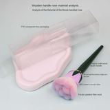 Oversized Single Wooden Handle Rose-Shaped Synthetic Hair Makeup Brush Set with Nail Powder Dust Blush Brush Angular Blush Style