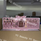 32-piece luxury diamond-encrusted makeup brush set, hairband, hairpin, eyelash comb, beauty egg, and storage bucket, best-selling.