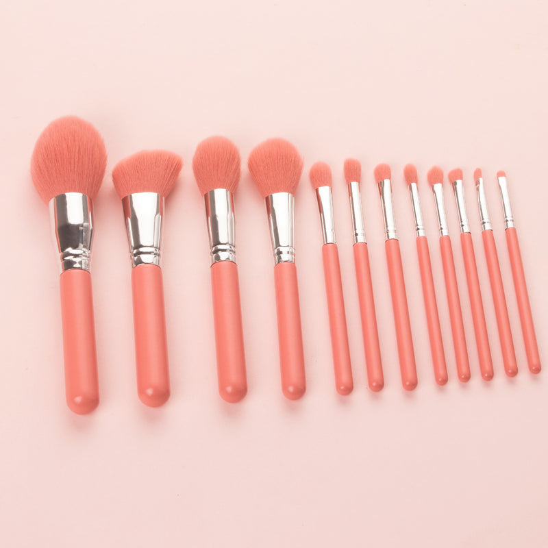Guangdong 12-Piece Pink Travel Makeup Brush Set with Custom Logo