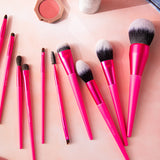 Wholesale Custom Logo Private Label Rose Red 10pieces Professional Tool Soft Manufacturers Makeup Brush Foundation Brushes