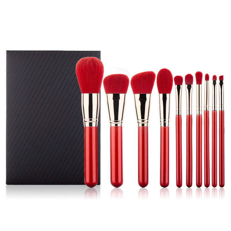 Private Label Red Handle Makeup Brush Set for Christmas Customizable Makeup Tool Kit