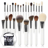 White Wood Handle High End Makeup Brushes Full Set Face Brushes Bling Makeup Brushes with Makeup Bag