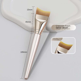 Ultra-Thin Single Foundation Makeup Brush with Crescent Blade Wooden Handle & Non-Marking Features Peak-Harvesting Tool