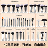 40-piece hot-selling makeup brush set, black and silver, animal hair, foundation brush, eyeshadow brush, full set of brushes, foundation liquid
