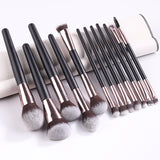 New Research and Development 12pcs Black Wood Handle Private Label Professional Makeup Brush Set