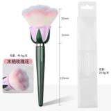 Oversized Single Wooden Handle Rose-Shaped Synthetic Hair Makeup Brush Set with Nail Powder Dust Blush Brush Angular Blush Style