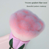 Oversized Single Wooden Handle Rose-Shaped Synthetic Hair Makeup Brush Set with Nail Powder Dust Blush Brush Angular Blush Style