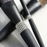 New Arrival Queen High-End Series 14-Piece Makeup Brush Set Bright Matte Black Bag Included