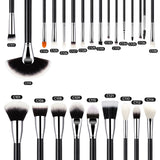 40-piece hot-selling makeup brush set, black and silver, animal hair, foundation brush, eyeshadow brush, full set of brushes, foundation liquid