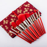 Private Label Red Handle Makeup Brush Set for Christmas Customizable Makeup Tool Kit