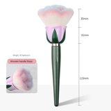 Oversized Single Wooden Handle Rose-Shaped Synthetic Hair Makeup Brush Set with Nail Powder Dust Blush Brush Angular Blush Style