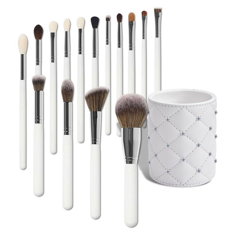 White Wood Handle High End Makeup Brushes Full Set Face Brushes Bling Makeup Brushes with Makeup Bag