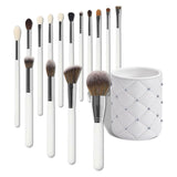 White Wood Handle High End Makeup Brushes Full Set Face Brushes Bling Makeup Brushes with Makeup Bag