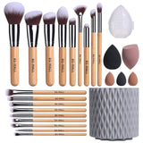 18-piece pink makeup brush set, rotating barrel makeup sponge, feature bucket-shaped makeup brushes