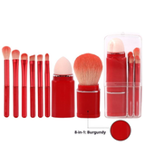 New Portable Mini Retractable 8-in-1 Makeup Brush Set 8pcs Face Eye Shadow and Blush Brushes