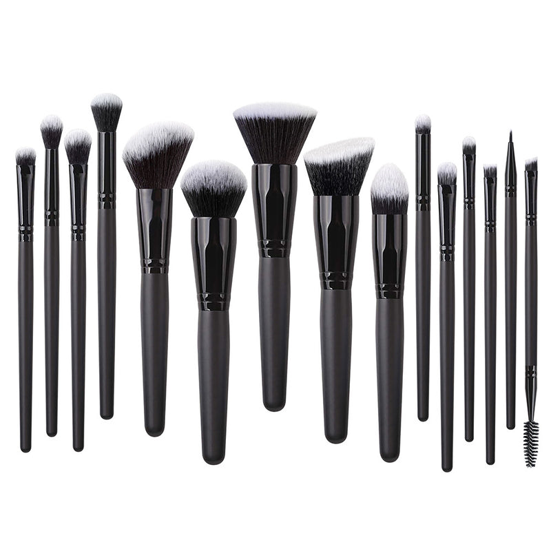 All Black 15 Pieces Professional Makeup Brushes Private Label Wholesale Makeup Brush Set Pincel Maquiagem