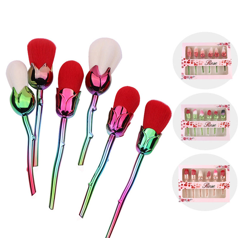High Quality Rose Style Wholesale 6pcs Makeup Brush Set