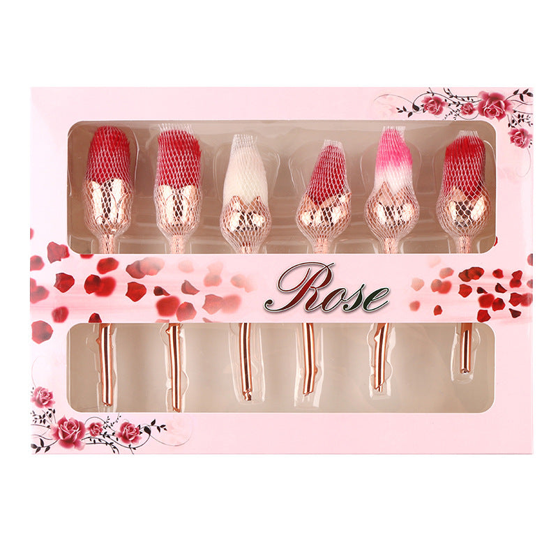 High Quality Rose Style Wholesale 6pcs Makeup Brush Set