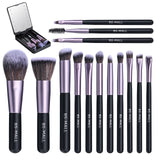 14-piece makeup brush mirror with LED light - USB rechargeable makeup brush set