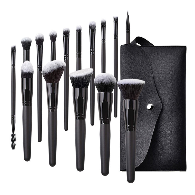 All Black 15 Pieces Professional Makeup Brushes Private Label Wholesale Makeup Brush Set Pincel Maquiagem